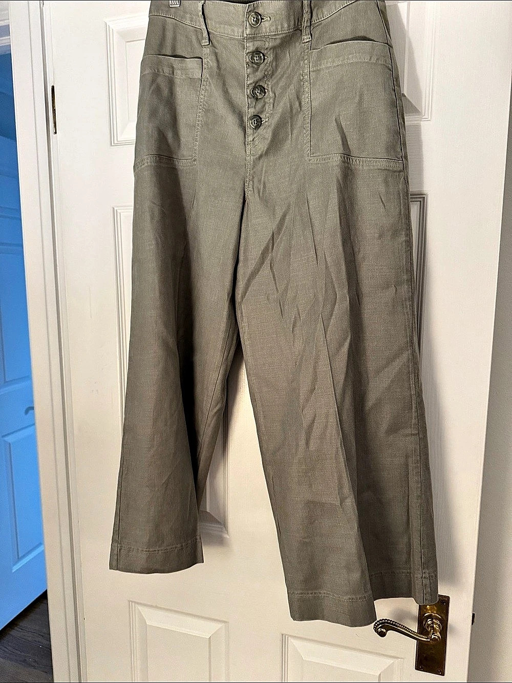 Evereve Olive High-Rise Wide-Leg Pants Green
